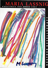 MARIA LASSNIG ''Striche im Glas'' Einladung, HAND SIGNIERT mit Rahmen, selten