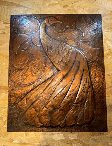 Vintage kupferrelief pfau - kupferrelief, –