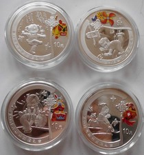 4 x Münze China á 10 Yuan Silber - Olympiade Beijing 2008 -Serie 1 -sehr selten-