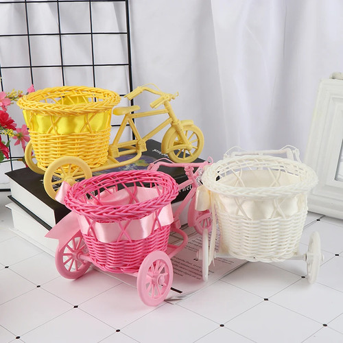Rattan blumenkorb dreirad - blumenkorb,