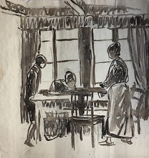 Aquarell Interieur mit
