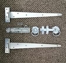 T-Stück Scharniere (2) 18" 450 mm Ringriegel Bolzen Set Holz Gartentor Beschlagset Zink
