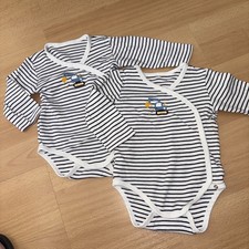 2 Alana Bodys Gr. 62/68 62 68 weiß blau Wickelbody Wickelbodies Body Bodies