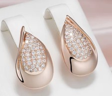 Damen Ohrringe/Ohrstecker 14k 585 Rolled Rosegold 2,4cm Weiße Zirkonias 