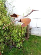 Edelrost Gartenfigure GartenKranich Metall Gartendeko Skulpture H120cm  029510