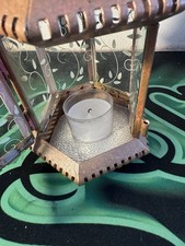 Orientalische Metall-Laterne mit Glas – filigranes Muster, Teelichthalter