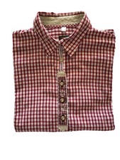 Original OS Trachten Damen Bluse Hemd  mit Kurzarm Rot/Weiß Kariert Gr. 44 BW