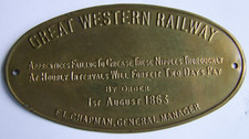 USA Eisenbahn Great Western Railway Historisches Messingschild,Anordung 1.8.1863