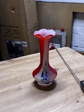 Glasvase Opalglas rot weiß