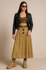 Vintage Wildleder Rock Khaki