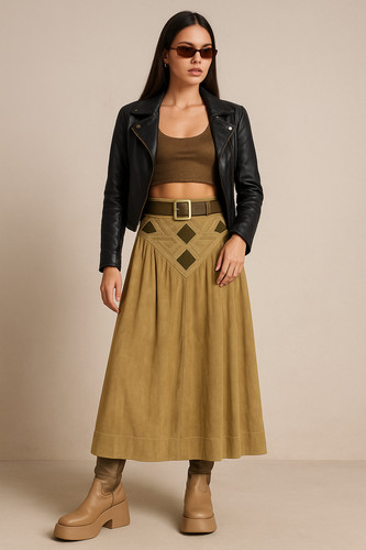 Vintage wildleder rock khaki - wildleder,