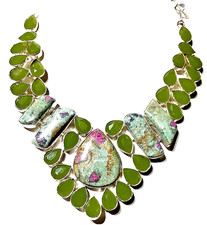 NATÜRLICH RUBIN FUCHSIT,ONYX Edelstein HALSKETTE Handgefertigt925 Sterlingsilber