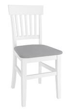 Weißer Holzstuhl mit grauem Sitzpolster Küchenstuhl Esszimmerstuhl Kiefer massiv