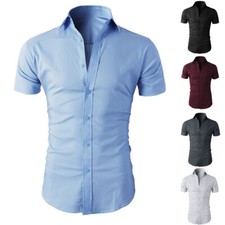 Herren Blau Kurzarm Hemden