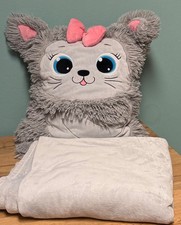 QVC FIDIBUS 2in1-Katzenkissen inkl. Decke Mikrofaser Chinchilla 45x55cm/130x170