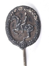 Miniatur Deutsches Reiterabzeichen in Silber 18mm, Lauer Nürnberg "990" Silber