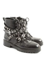 ZARA BASIC Schnür-Stiefeletten Damen Stiefeletten Gr. DE 38 schwarz-silberfarben