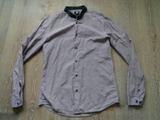 H&M Gr M Herren Langarm Hemd Bordeaux Weinrot Lila Rot Blau - Dezent Kariert