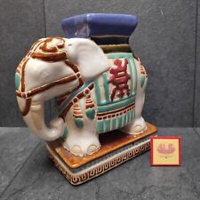 Keramik Elefant Blumenhocker Ca. 20cm - Blau Weiß Braun | Vintage 