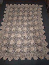 Häkeldecke Vintage Tischdecke 110 x 148 beige Handarbeit 