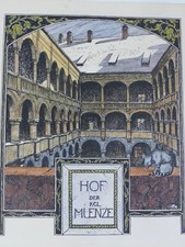 Hof der Königlichen Münze Steinzeichnung Monogramm EL (bez. Ernst Liebermann)