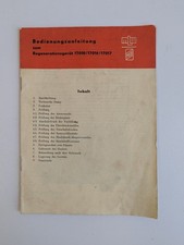 Original Handbuch Bedienungsanleitung DDR Regenerationsgerät 17010 17016 10017