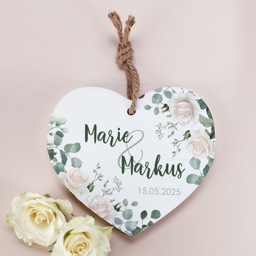 Personalisiertes holzherz mit - personalisiertes,