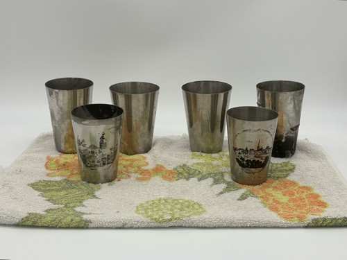 Vintage metallbecher - 6x,