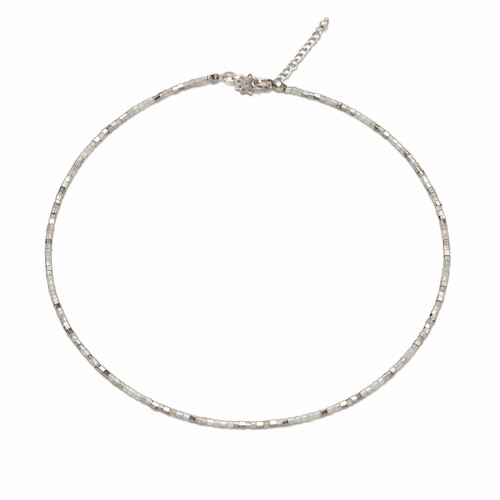 Choker mondstein rhodiniert - choker,