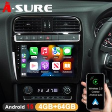 4+64G Android 15 Autoradio Carplay FM RDS GPS Navi für VW Polo 6R 6C V 2009-2018