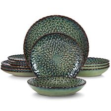 vancasso CHRYS Grün Tafelservice Set 12tlg Steingut Kombiservice 4 Personen