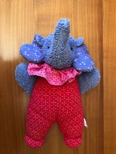 SIGIKID ELEFANT FROTTEE Stoff lila rot mit Reißverschluss Plüschtier 24 cm