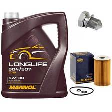 Motoröl Set 5W30 5 Liter + Ölfilter + Ölablassschraube für Audi Seat Skoda VW