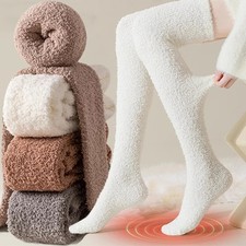Winter Warme Korallen-Fleece Overknee Socken Damen Plüsch Hohe Oberschenkel Sock
