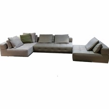 Minotti Wohnlandschaft Lawrence Clan Leder Nabuk 08 Tortora Braun Grau 