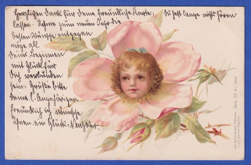 Alte bildpostkarte rosenblüte - alte,