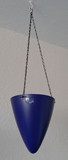Blumenampel Hängetopf Keramik mit Kette 90er Jahre Blau Durchm. 15cm von Amano