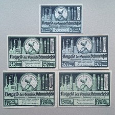 5x Notgeld Gemeinde Schmiedefeld in Thür. 20,2x25,2x50Pf Satz Serie Sammlung Set