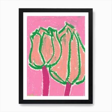 Wassermelone Tulpen Kunstdruck