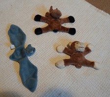 Magnet-Plüschtiere, Elch, Affe, Fledermaus, Position veränderbar, Magnet-Pfoten