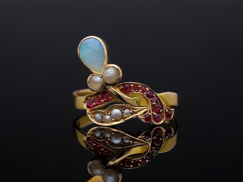 Antiker ring rubin opal natur - ring,