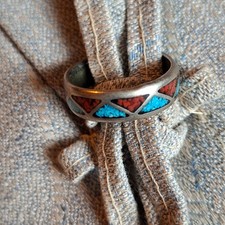 Ring aus 835 Silber mit Turquoise-Jasper-Mosaik Ø1,9 cm New Mexico (USA) 1992