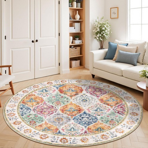 Teppich wohnzimmer rund boho - rund,