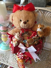 Plüsch Teddybär Popcorneimer Lebkuchenmann Candy n. Tilda Art Landhaus NEU