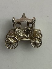 Sterling Silber ~ Aschenputtel Prinzessin Kutsche Charm ~ RÄDER BEWEGEN SICH! ~ VINTAGE