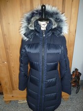 Sportalm Daunen Mantel, Kapuze, Echtpelz Gr. 38/40 blau, wie Neu, KP 800,00