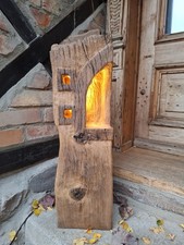 Stehlampe LED-aus Holz 80c Eichenbalken Windlicht Stele Skulptur Laterne Design 