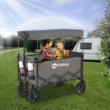 Bollerwagen Faltbar mit Dach Handwagen Transportwagen Klappbar Transportwagen