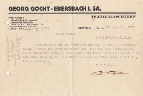Ebersbach brief 1937 georg - ebersbach,, 1937,