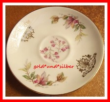 vintage BAREUTHER Porzellan BAVARIA Teller BLÜTEN Gräser LAUB mit GOLDRAND